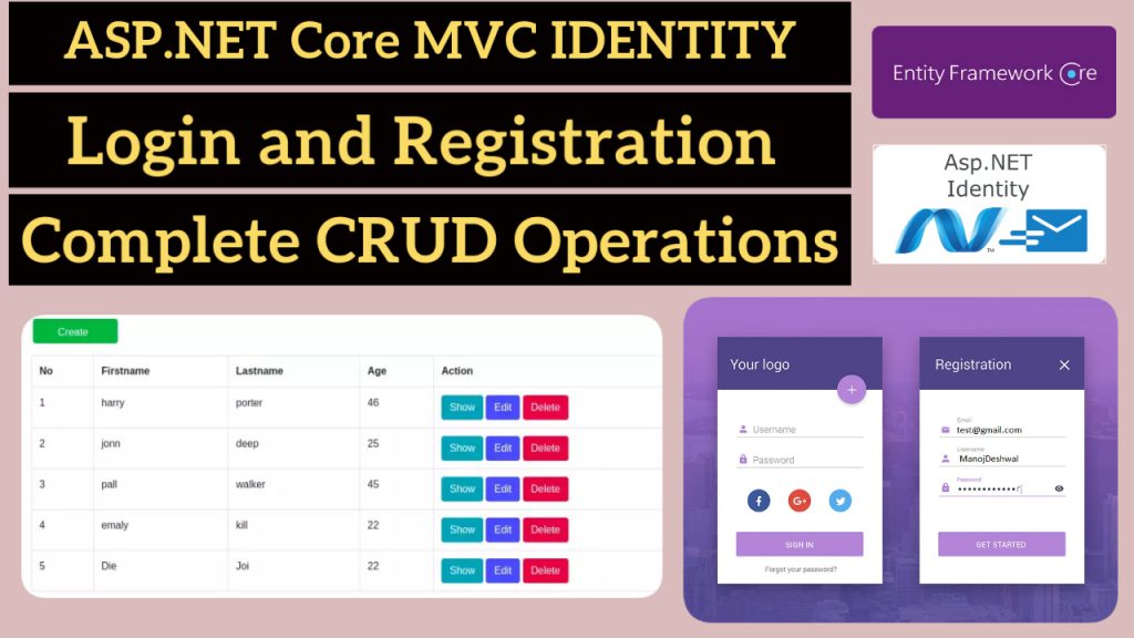 ASP.NET Core MVC: Login & Registration with Identity and CRUD Operations | Step-by-Step Tutorial