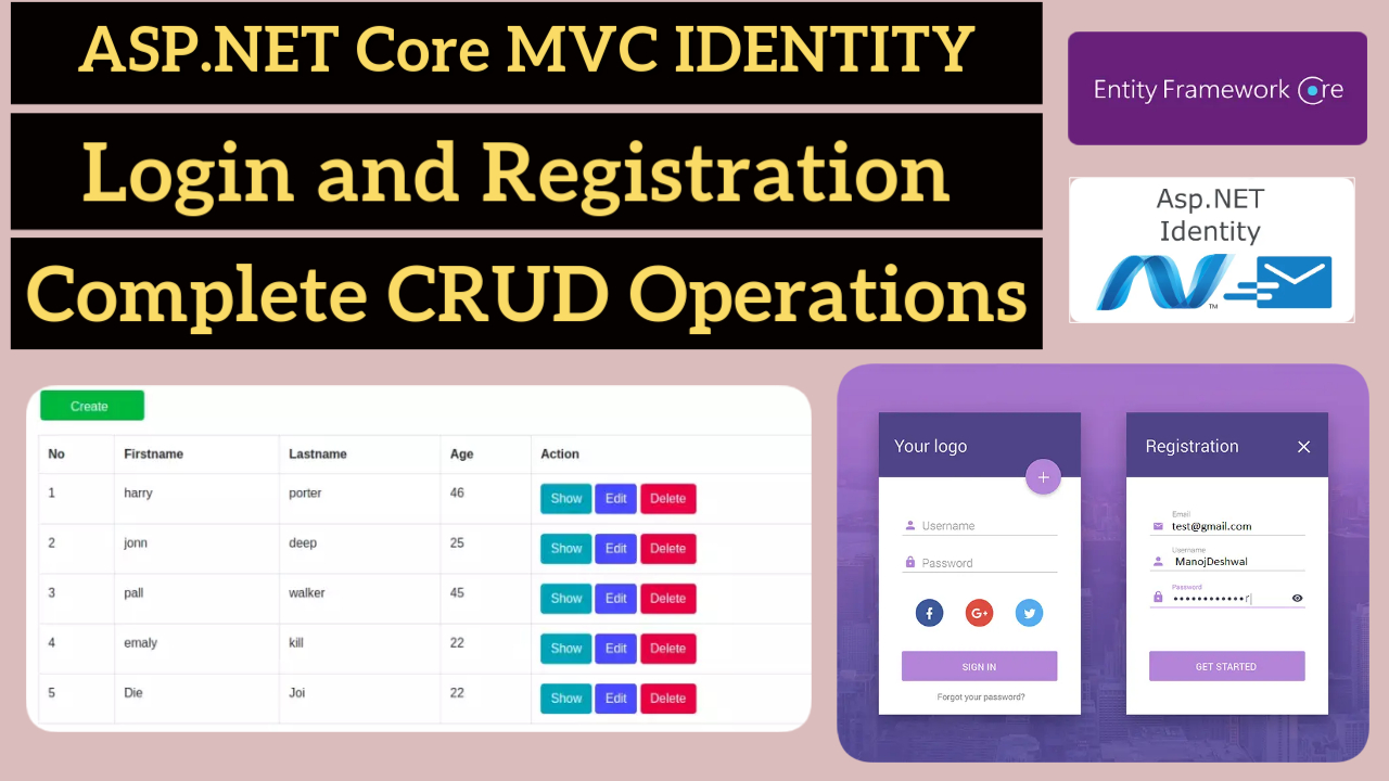 ASP.NET Core MVC: Login & Registration with Identity and CRUD Operations | Step-by-Step Tutorial